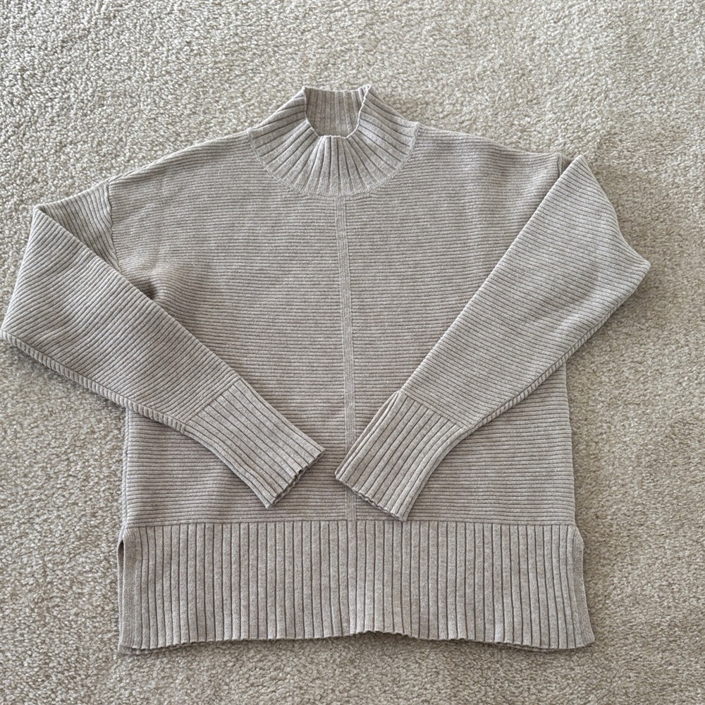 Cyrus Women's Ribbed Taupe Turtleneck Sweater